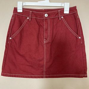 Divided H&M Womens Size 6 Maroon Denim Pencil A-line Jean Skirt Pockets